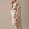 LIGHT COLOUR LEAF & FLOWER PRINT SAREE